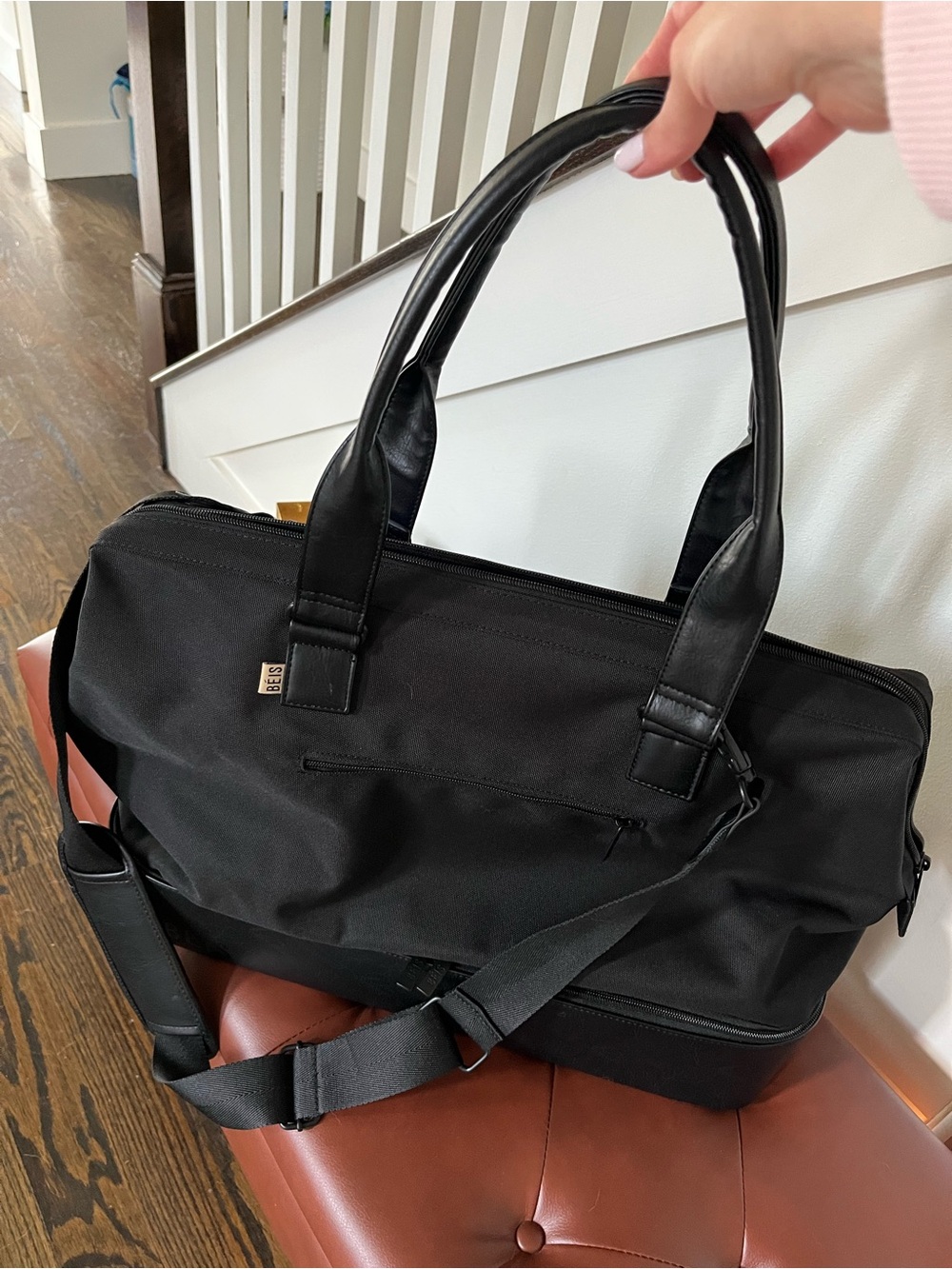 BEIS Black Weekender Dual-Compartment Travel Tote with Removable Strap - Picture 5 of 5